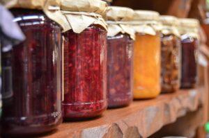 Jams on a shelf Picture of homemade jellies and Jams on a pantry shelf