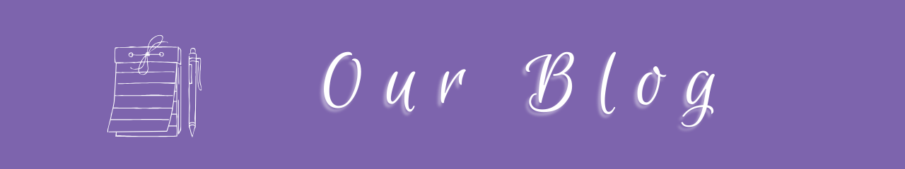 Our Blog Header for Our Blog page with graphic of notebook and pen next to the text